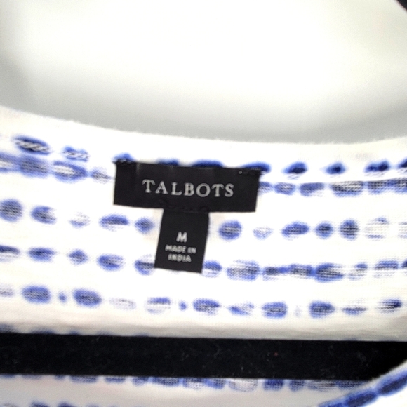 Talbots Womens  Blue & White Striped Cotton Side Tie Shift Dress Size Medium - Picture 4 of 5